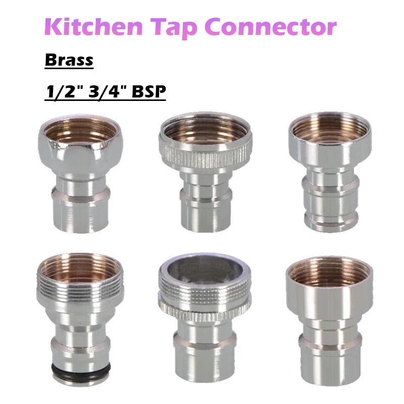 Raccord fileté en laiton Peijian 1/2" 3/4" BSP pour robinet de cuisine, adaptateur universel pour tuyau d'arrosage, raccord de robinet