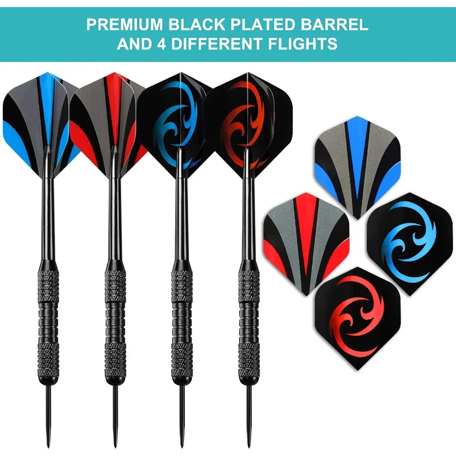 Accmor 12 Pack Steel Tip Darts 24G Professional Metal Darts Set for Dartboard Game Night Bar Home and Competitive Play with Hig
