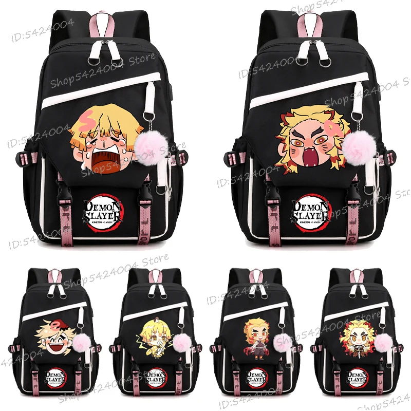 

New Creative Backpack Anime Kimetsu No Yaiba Rengoku Shinjurou Print Schoolbag Women Men Fashion Laptop College Shoulders Bag