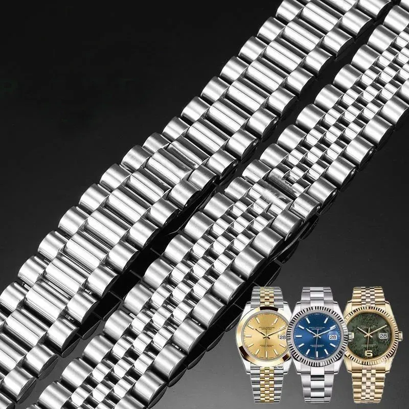 For Rolex DATEJUST DAY-DATE OYSTERPERTUAL DATE Silver Watch Accessories Strap Solid Stainless Steel Watch Band  20mm