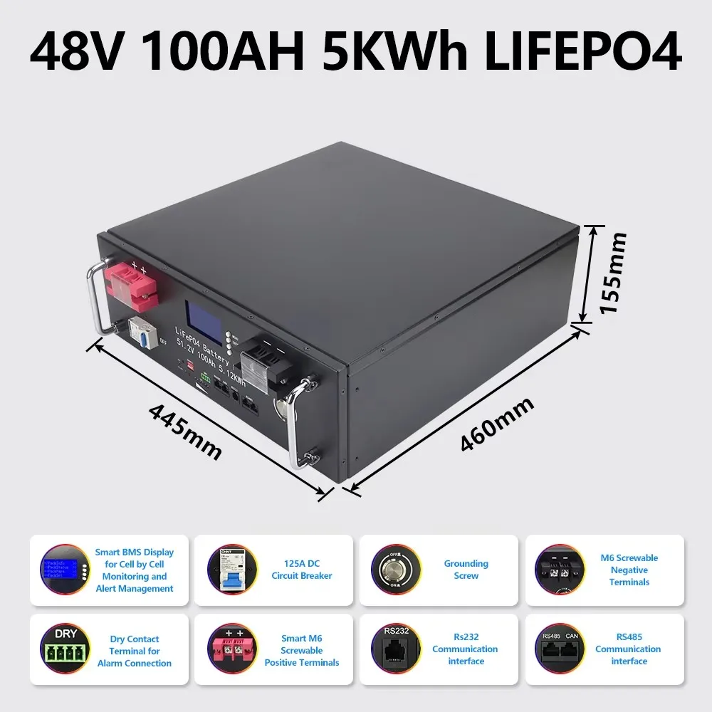 48V 100Ah LiFePO4 Battery Pack 51.2V Lithium Battery 9000+ Cycles for Home RV Solar Off-Grid Energy Storage 48V LiFePO4 Tax Free