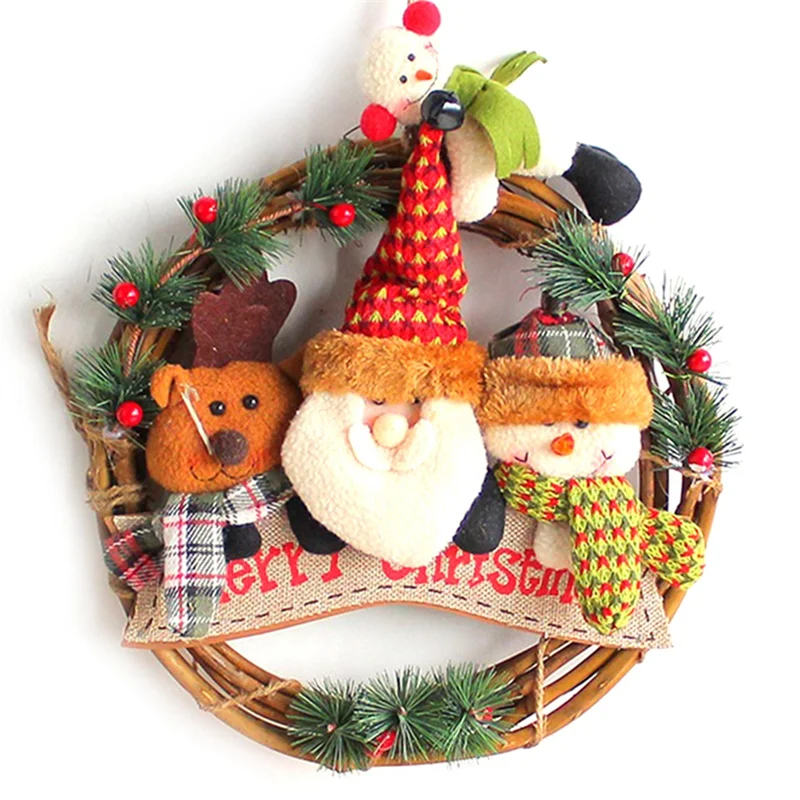A59E-Weihnachten Santa Kranz Weihnachten Kränze Zeichen Weihnachtskranz Weihnachtsdekorationen für Haustür