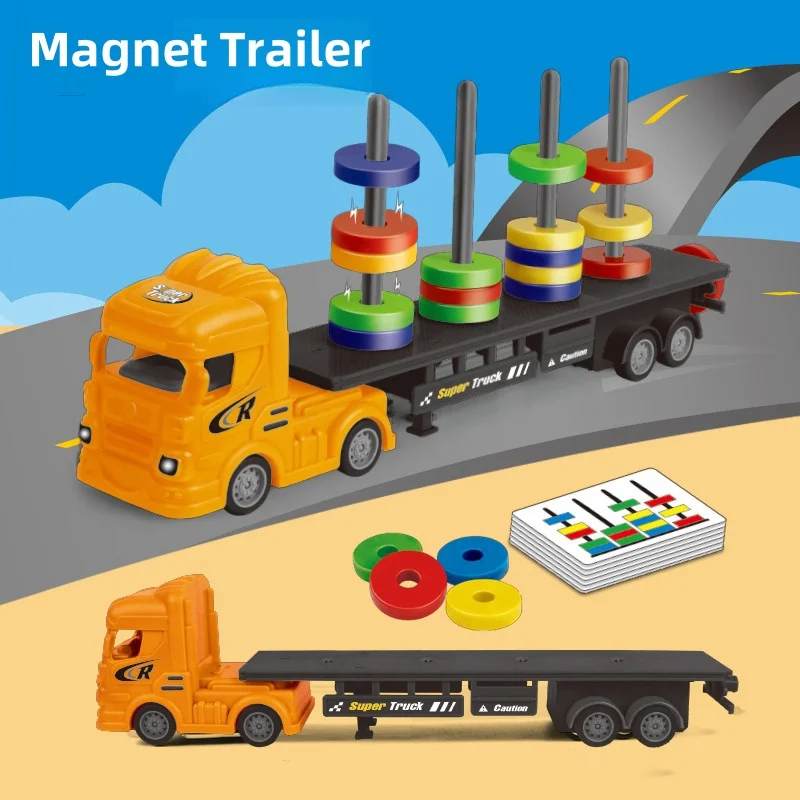 Jeu de pile à grandes particules 3D pour enfants, anneau magnétique, remorque magnétique, jouets pour enfants, formation du sens, Construction spatiale, jouet magnétique