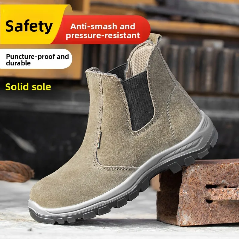  Welder Anti-Scald Labor Protection Shoes Men's Anti-Crush And Piercing Steel Toe High Top Breathable Work Shoes for ...