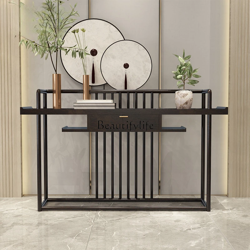 New Chinese Style a Long Narrow Table Wall Console Tables Home Entrance Cabinet Simple Living Room Hallway