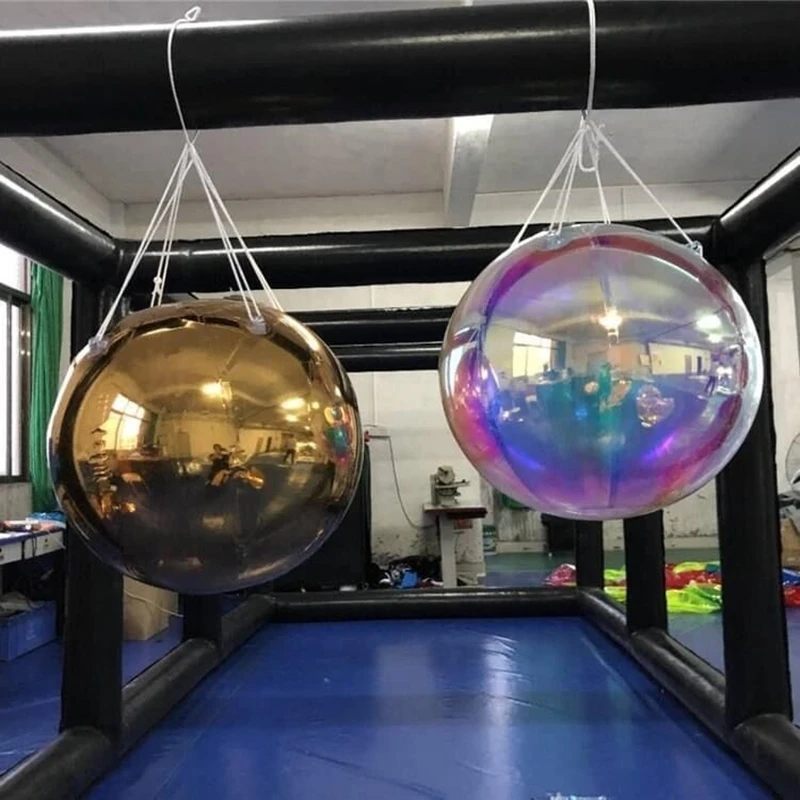 Double layer PVC 2.5m Inflated Sealed Mirror Ball Silver Giant Inflatable Mirror Ball Floating Inflatable Reflective Balloon