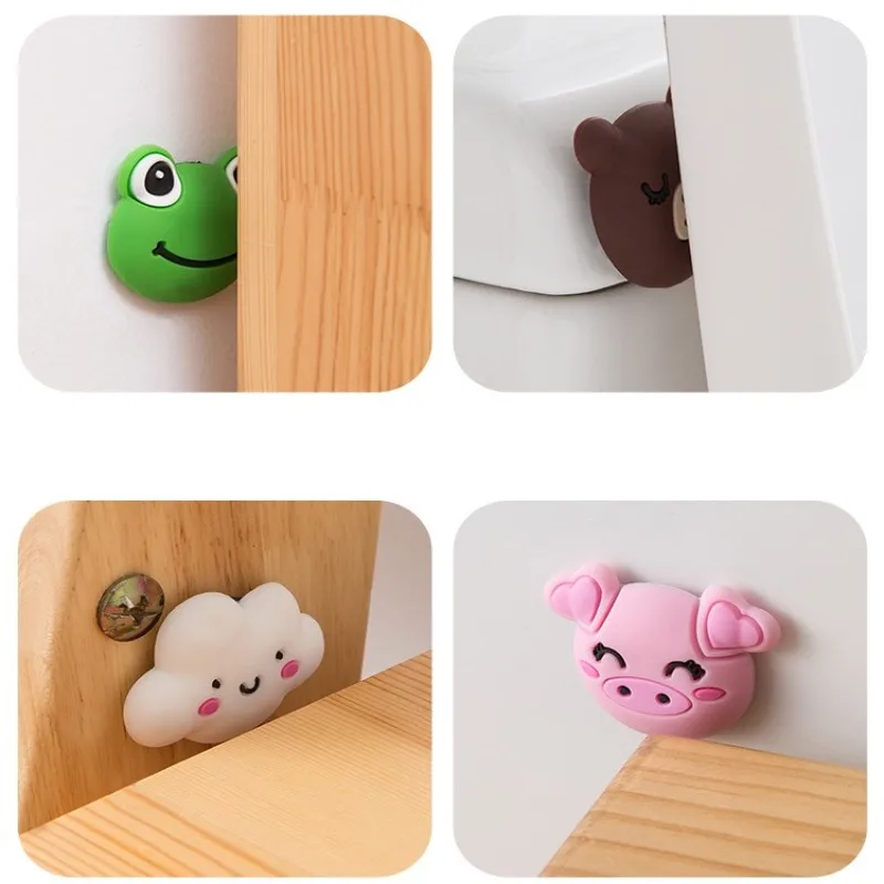 Cartoon Silicone Wall Protector, Door Handle Bumper Guard, Self Adhesive Rubber, Round Door Crash Pad, Anti-slip Sticker