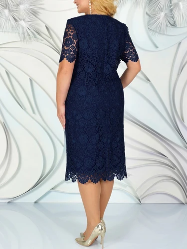 Imagen 2 del producto Vestidos de fiesta elegantes de talla grande para mujer, vestido blanco de verano con bordado Floral para invitados de boda, vestido ajustado por debajo de la rodilla