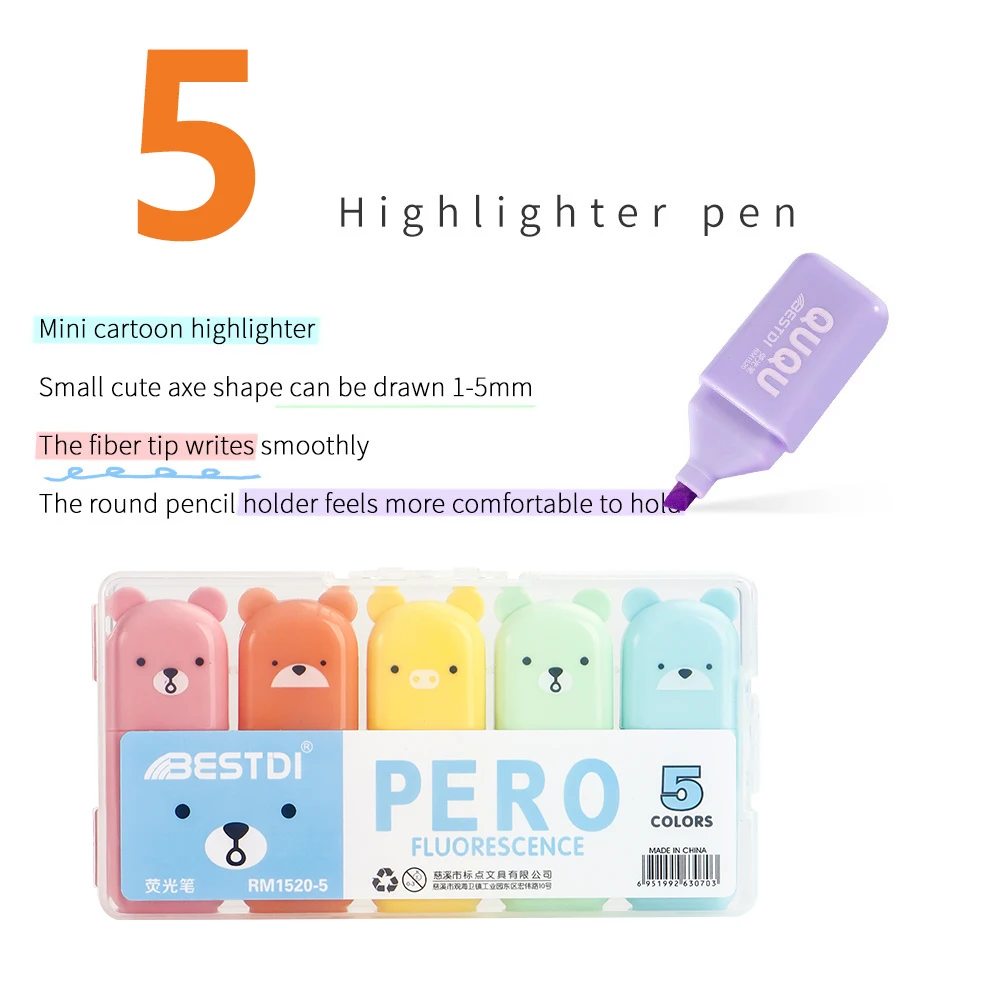 4/5/6 Kleurenset Punctuurschrijfwaren Mini Fluorescerende Pen Oogbescherming Macaron Fluorescerende Markeringsstift Permanente Highlighter