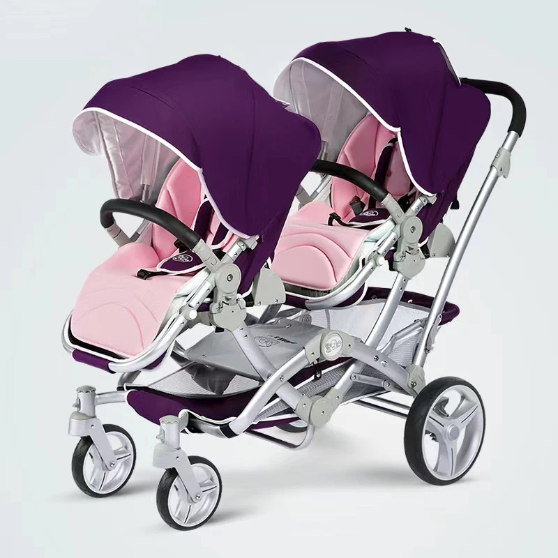 Twin baby stroller two-models can sit and lie light foldable newborn double stroller newborn stroller