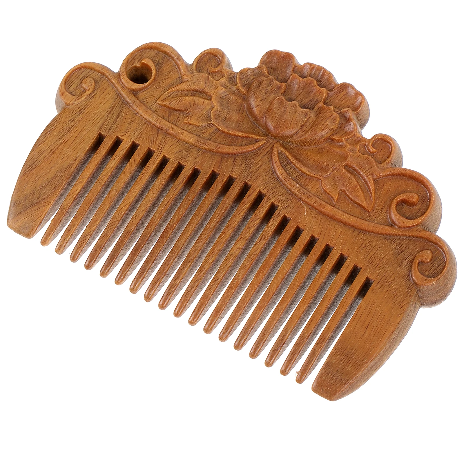 

Mini 8cm Wooden Crafts Comb Green Sandalwood Relief Carving Anti Static Portable Hair Comb for Women Men Gift