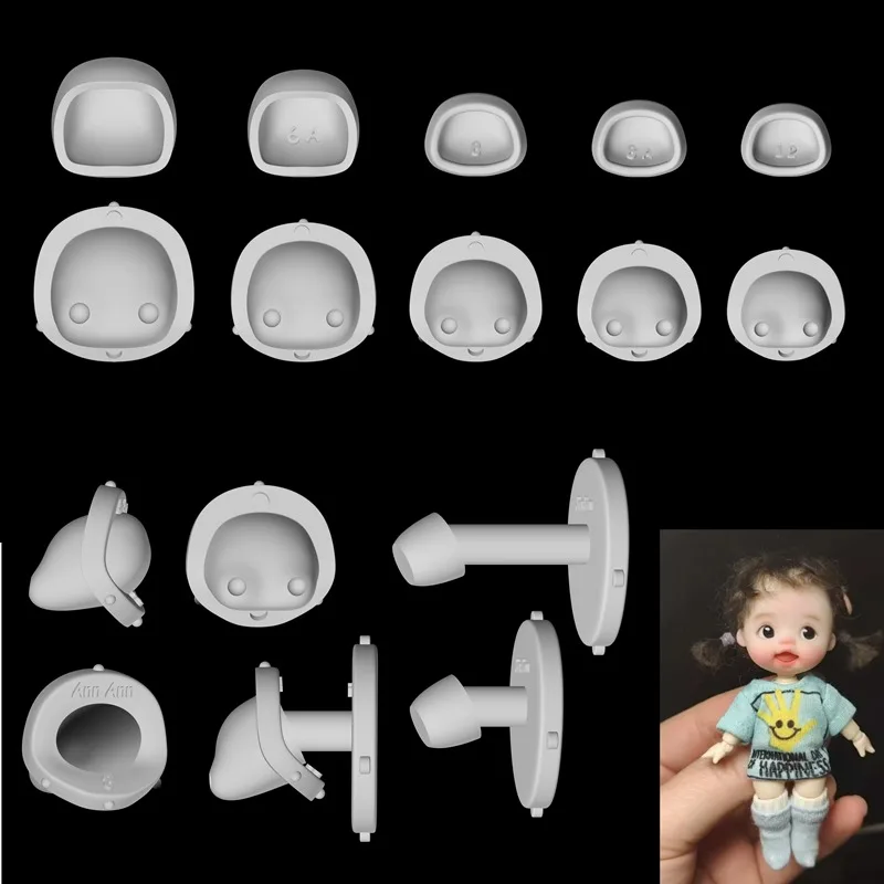 6/8 Points Soft Taova Head Craniotomy Resin Mold Ob11/ob24 Body Tool DIY Creative Pottery Doll Face Contour Modeling Clay Molds