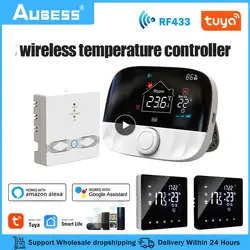 Termostato Inteligente Tuya WiFi, Sem Fio, Aquecedor de Chão, Água, Caldeira a Gás, Temperatura Doméstica, Controle Remoto, Google Home, Alexa, RF433