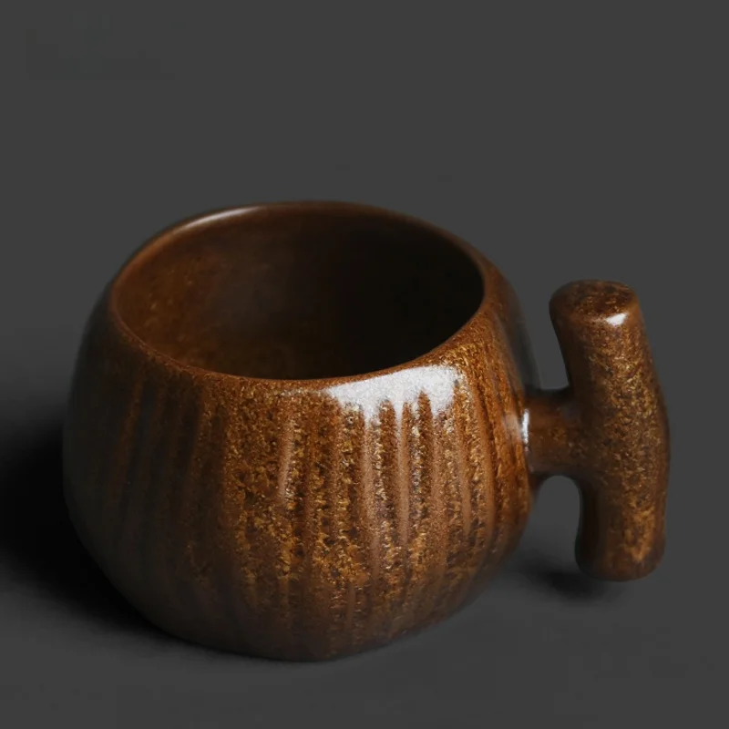 Taza de Té Retro con Asa, Estilo Chino, para Ceremonia del Té Gongfu, Taza Pequeña de Arcilla para Beber Té y Alcohol