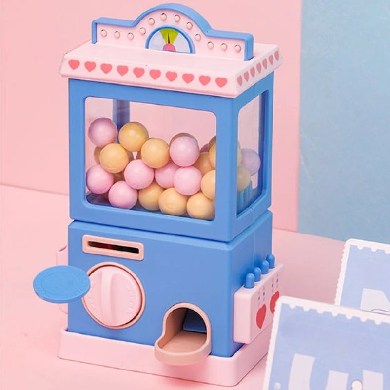 Pink Kids Self-service Gashapon Machine Money Boxes Coin-operated Candy Storage Box Piggy Bank Birthday Gift Home Accessories