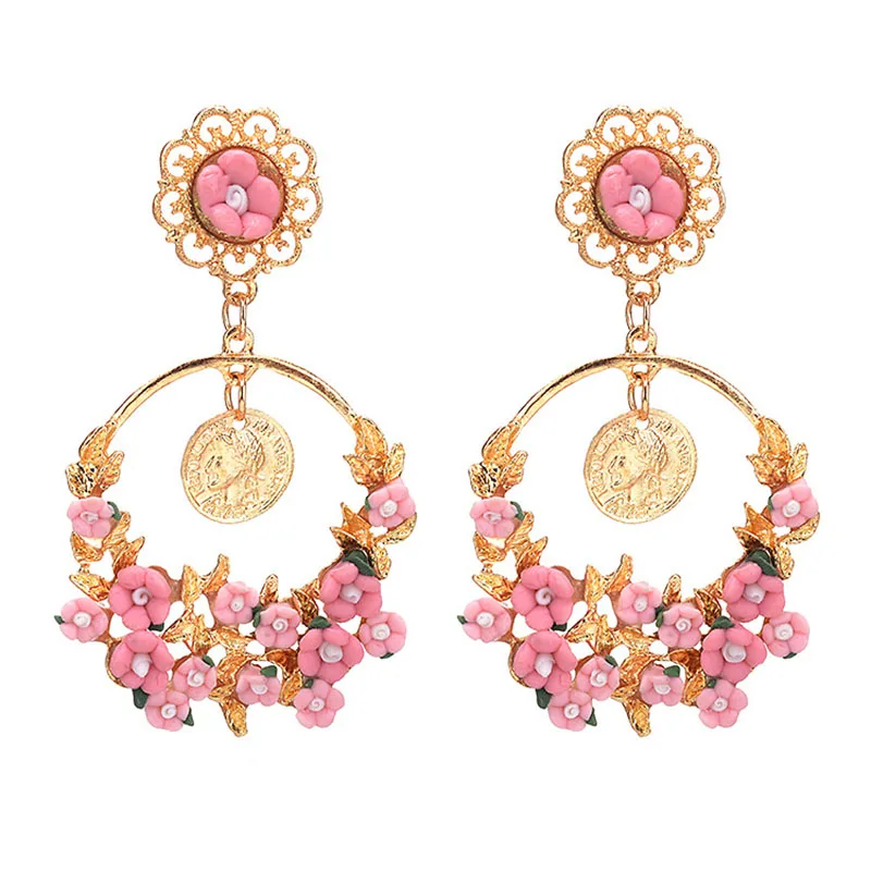 Fashion    New  Earrings Retro Pastoral Fresh Flowers Large Earrings