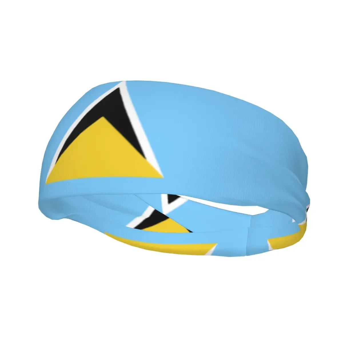 Custom Flag Of Saint Saint Lucia Sport Headbands for Women Men Stretchy Moisture Wicking Gym Sweatband