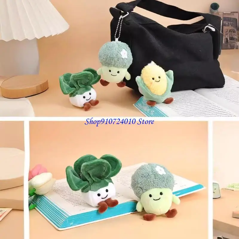 

77HD Cartoon Vegetable Plush Keyring Lovely Design Soft Stuffed Toy Hanging Pendant
