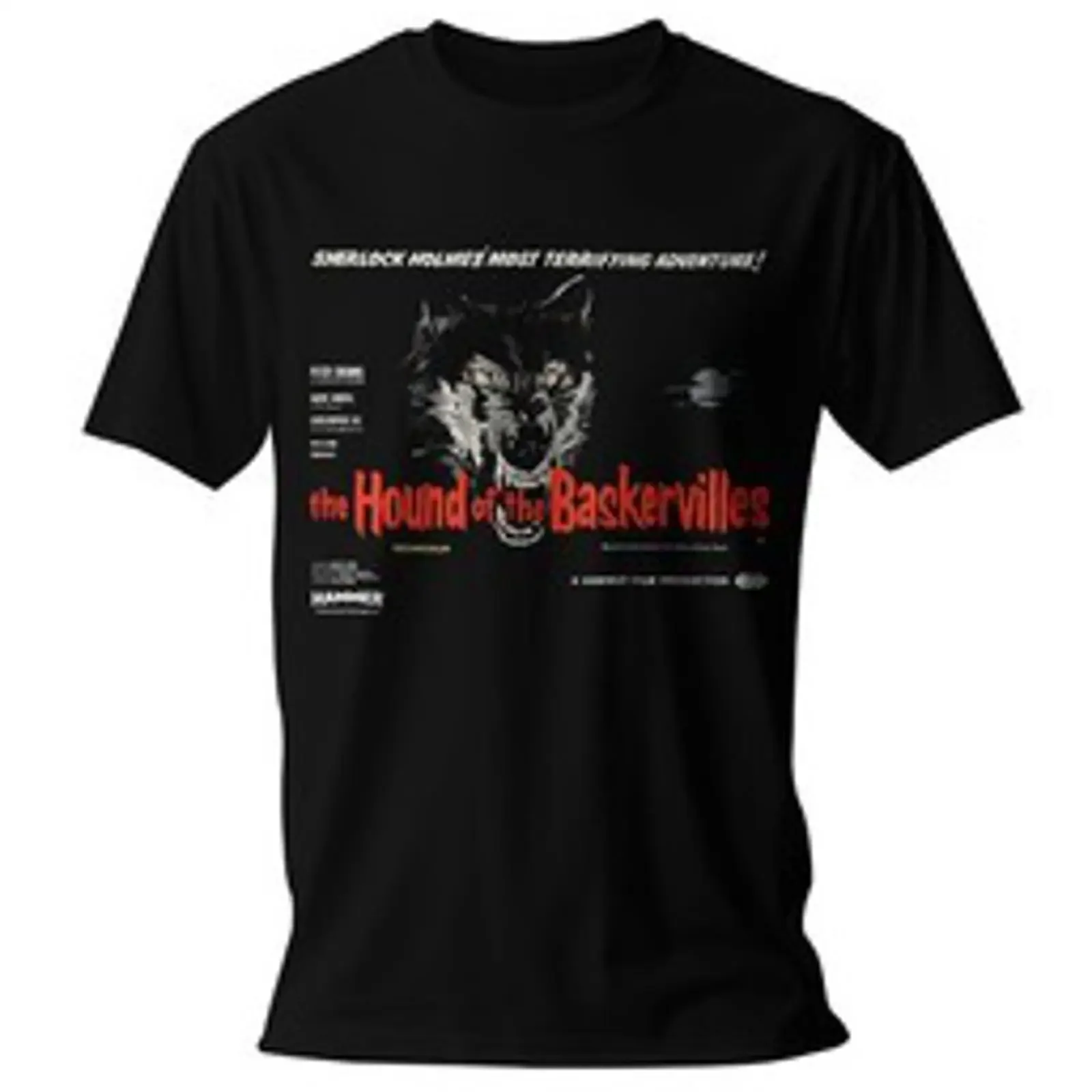 Hammer Horror Hound of the Baskervilles Classic Film Poster Official T Shirt vintage Washed fashion Breathable Versatile
