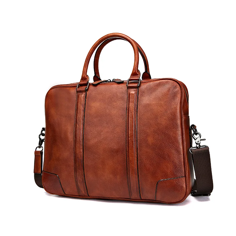 Fashion Luxury Men's Shoulder Bag Real Leather Business 15.6 Computer Bag Business Briefcase Male Handbag Messenger Pack Totes