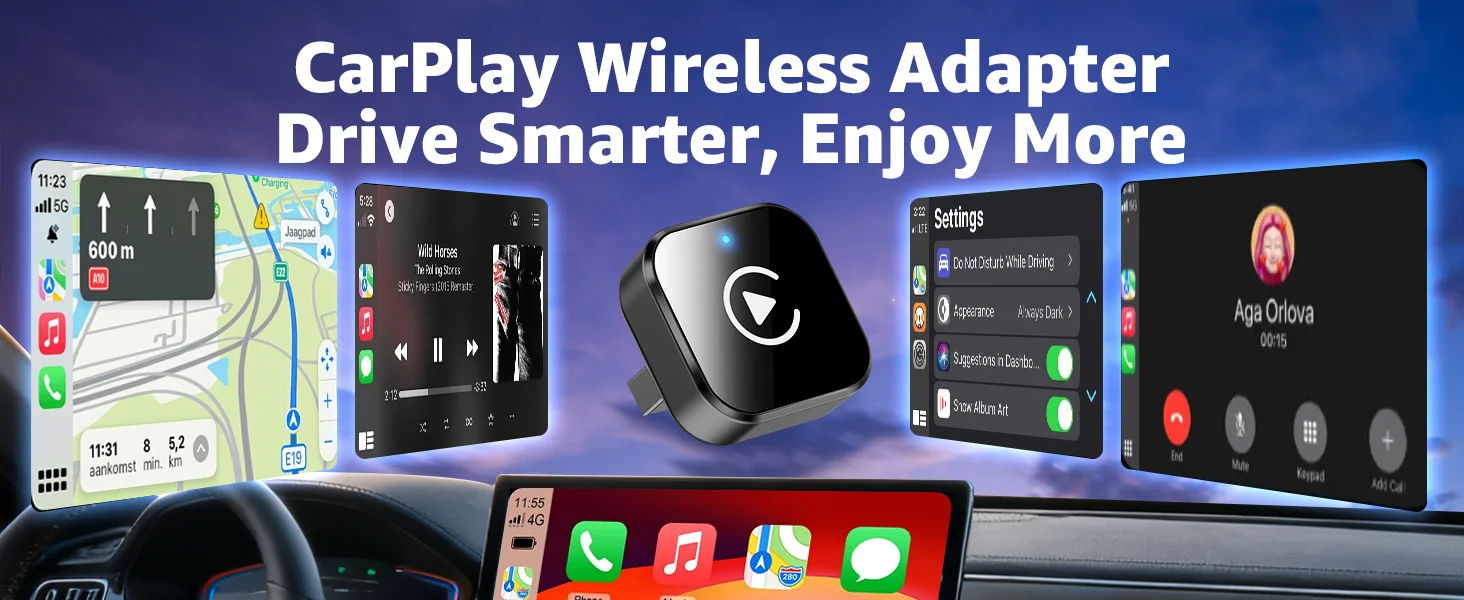 Kabelloser CarPlay- & Android Auto-Adapter, Plug & Play CarPlay-Dongle, Konvertiert Kabelgebunden zu Kabellos, Schnelle Auto-Verbindung, Keine Verzögerung – Detail 1