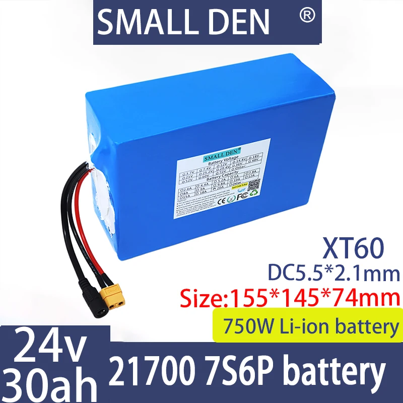 

New 24V 30Ah 21700 7S6P lithium pack, A-class battery with long battery life of high-power battery and large capacity