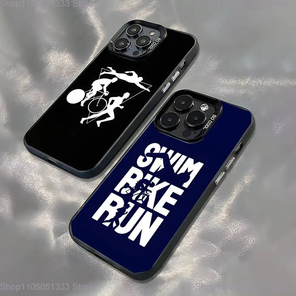 

Triathlon Swim Bike Run Tri Life Phone Case For iPhone 16,15,14,13,12,11,Pro,XS,Max,Plus,Mini Black Candy Matte Shockproof Cover