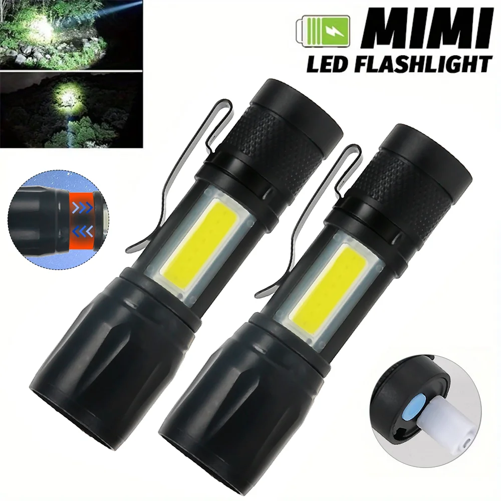 KDULIT LED مصباح يدوي قوي قابل لإعادة الشحن متعدد الوظائف لمصباح يدوي صغير محمول طويل المدى مع مشبك غطاء