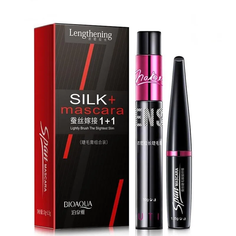 Sweatproof Mascara and Silk Fiber Set Grafting Mascara Set Moisturizing Liquid Curls Thick Eyelashes