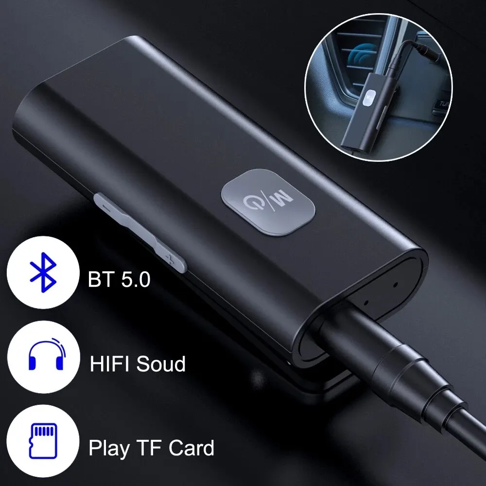 Bluetooth 5.0 Receiver Adapter Wireless Audio Adapter 3.5mm AV/AUX Jack For Car PC Headphone Reciever Handsfree Support TF Card