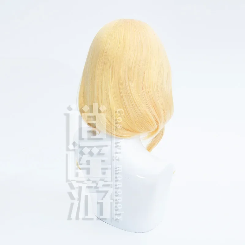 أنيمي شرف الملوك ياو كوس شعر مستعار 45 سنتيمتر الذهبي الشعر القصير مقاومة للحرارة الاصطناعية الشعر هالوين حفلة تأثيري الباروكات غطاء شعر مستعار