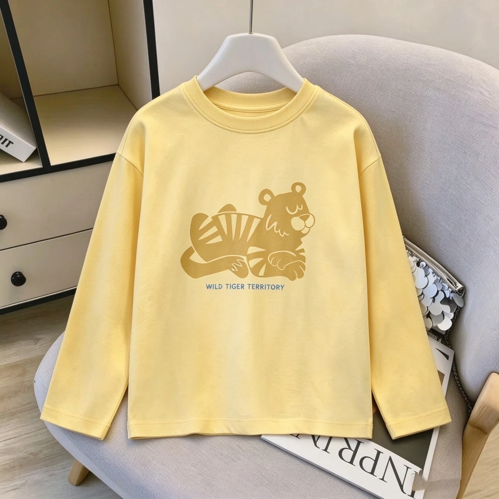 Baby Soft Wear Kid Long Sleeve Crew Neck Tops Daily Wear Simple And Stylish Kids Cotton T Shirt Various Animals Design Print