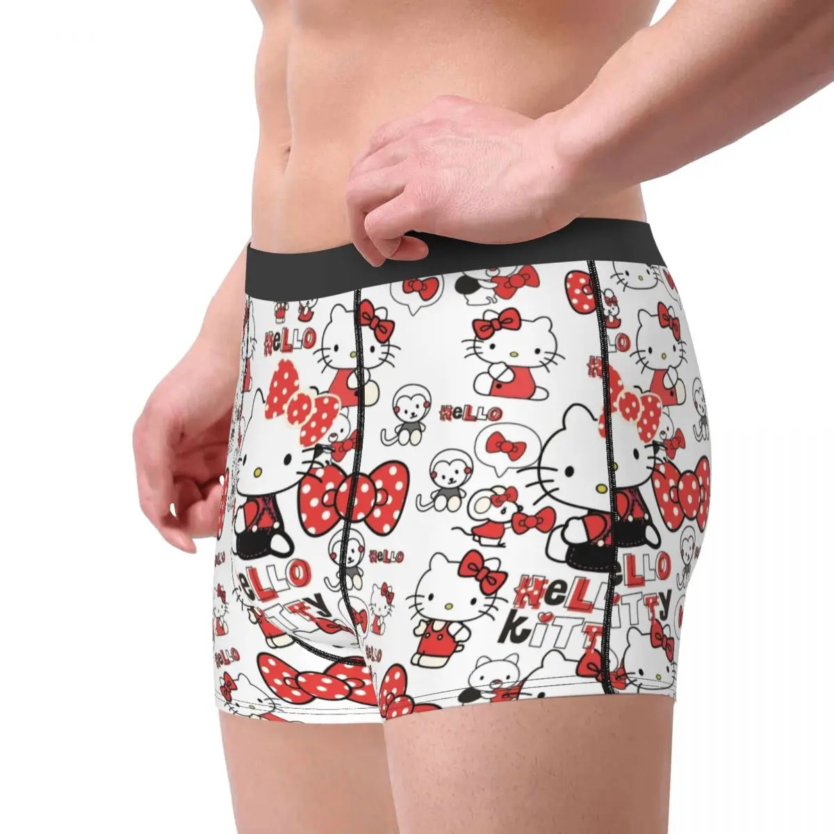 Custom Hello Kitty Underwear Men Stretch Boxer Briefs Shorts Panties Soft Underpants For Male