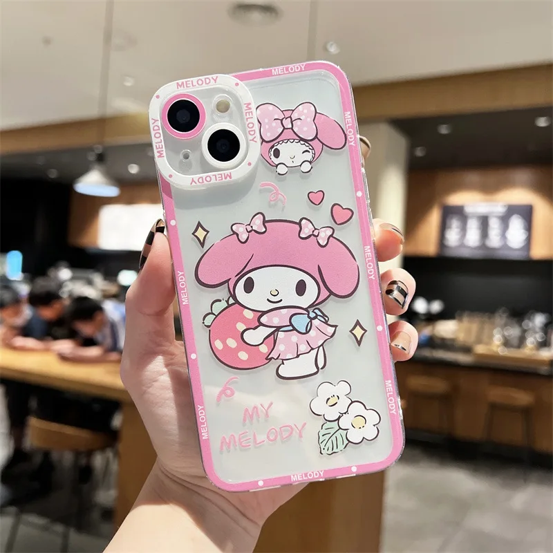Hello Kitty Sanrio girls Anime Phone Case For iPhone 15 14 13 12 11 Pro Max Xr X 14 Plus Case Cute cartoon Shockproof Soft Cover image 4