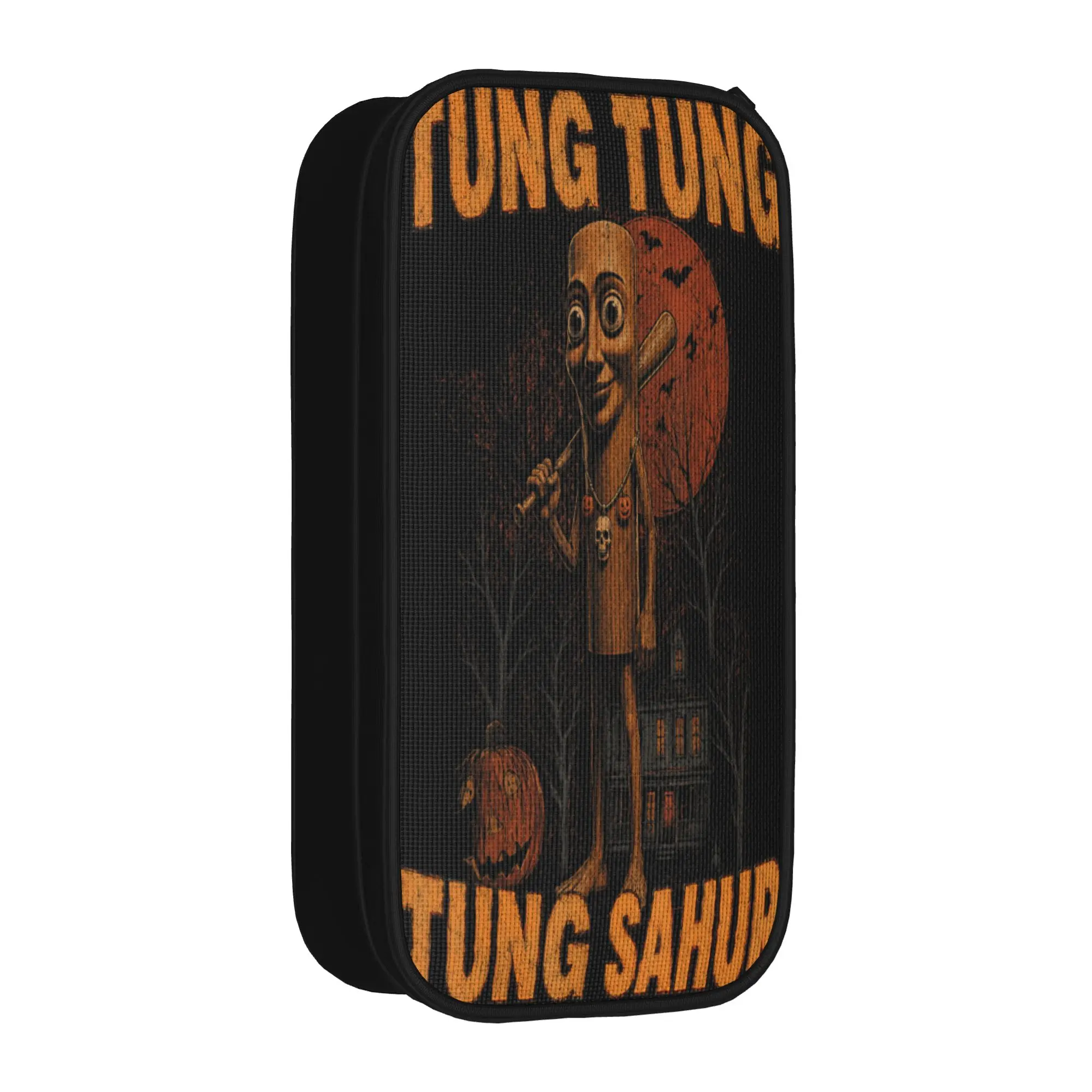 Vintage Halloween Tung Tung Sahur Pumpkin Scary Pencil Case  Boy Girl Kawaii Pen Box Pattern School Pencil Cases Stationery Gift