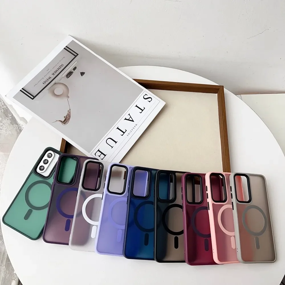 Matte Phone Case For Samsung Galaxy S25 S24 Fe S23 S22 Ultra Plus A56 A55 A36 A35 A26 A16 A15 5G Magsafe Magnetic Cover Funda