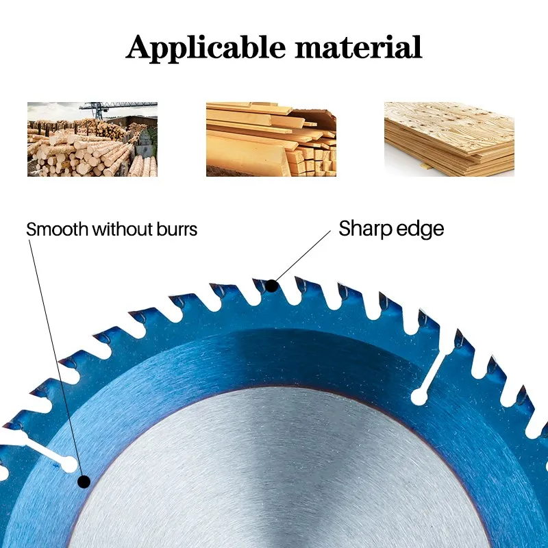 CMCP ใบเลื่อยวงเดือน165มม.60ฟัน TCT Saw Blade Nano Blue เคลือบคาร์ไบด์ Tipped ใบมีดไม้ตัดแผ่นตัดเครื่องมือ