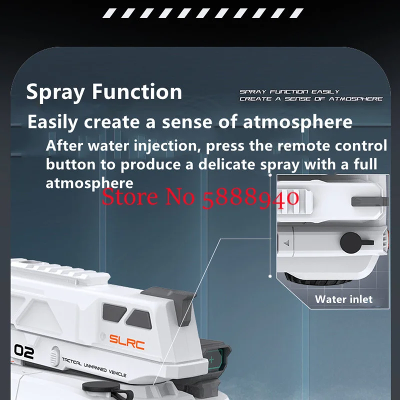 Antike Wasserbombe Tank Fernbedienung LKW Fahrzeug 2,4g 2 bis 1 Funktion omni direktion ale Lenkung Spray Rauch RC Tank mit leichtem Spielzeug