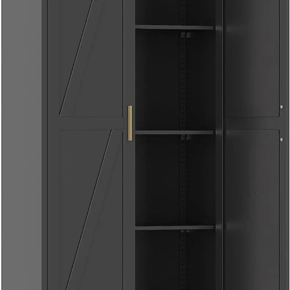 خزانة تخزين معدنية بطول 61 بوصة مع 3 أرفف قابلة للتعديل وأبواب الحظيرة، وخزانة على طراز المزرعة للمرآب والمطبخ والمخزن #1