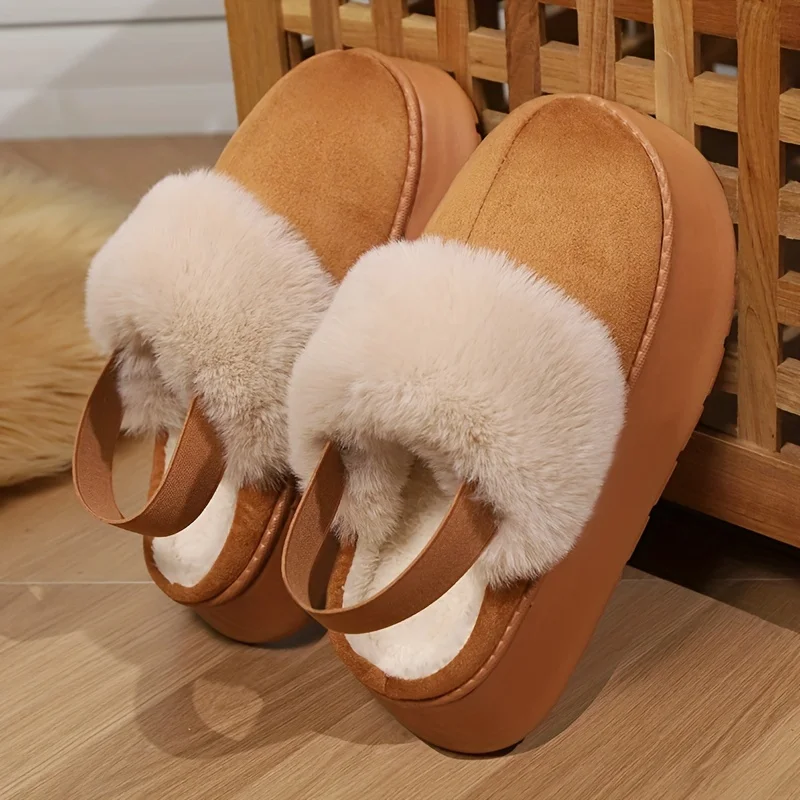 Women's Winter Warm Slippers, Korean Style Thick Sole Fleece Lined Warm Boot, Popular Ins Trendy Outdoor Snow Boot for Women