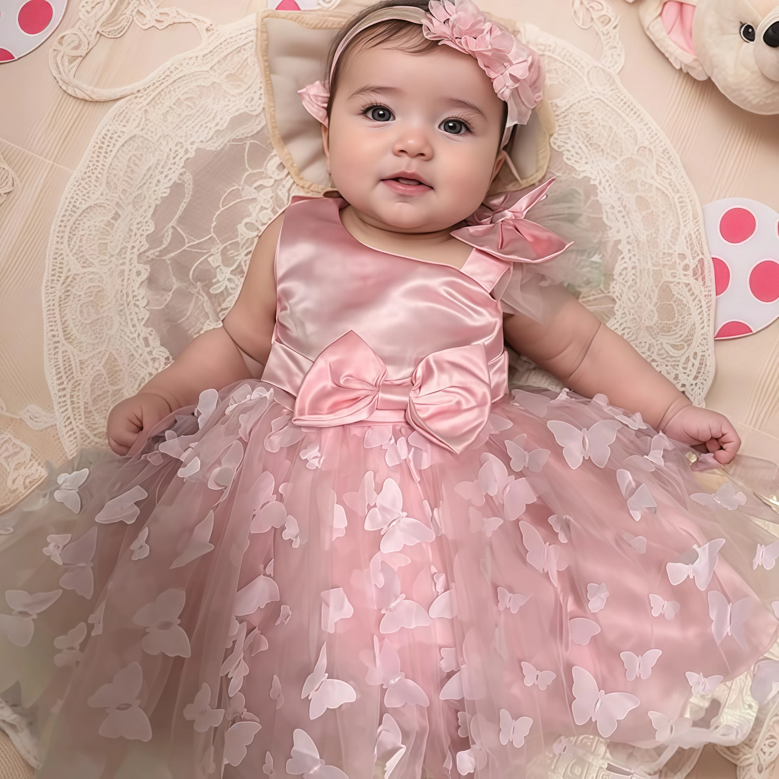 فستان تعميد الطفل الرضيع Bowknot فراشة توتو فستان مع عقال للطفل زهرة الفتيات حفل زفاف عيد ميلاد فستان حفلات