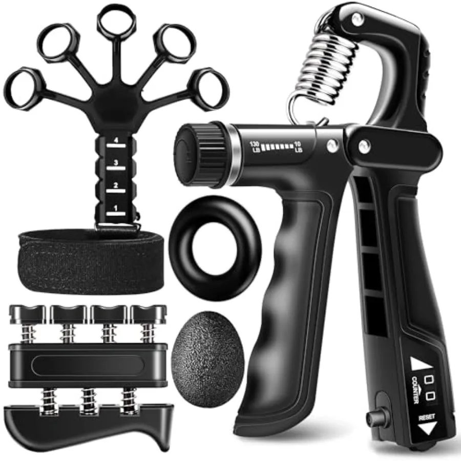 

Набор тренажеров для развития силы хвата (5 шт.): тренажеры для предплечий с регулируемым сопротивлением, тестер силы хвата, тренажеры для пальцев и кистей рук