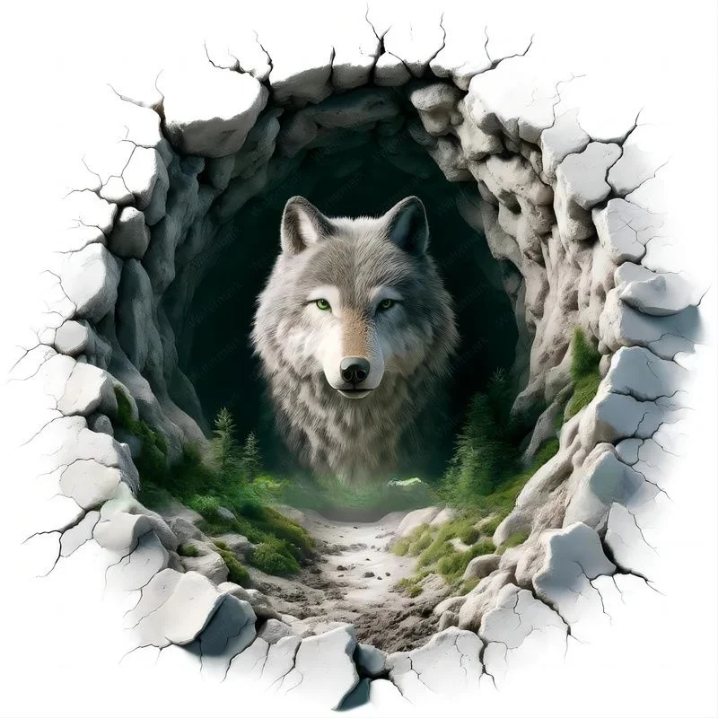 ملصق حائط ذئب أبيض لغرف الأطفال ، ديكور خلفية المنزل ، جدارية ، ورق حائط لغرفة المعيشة ، ملصق مضحك ، E43 #5