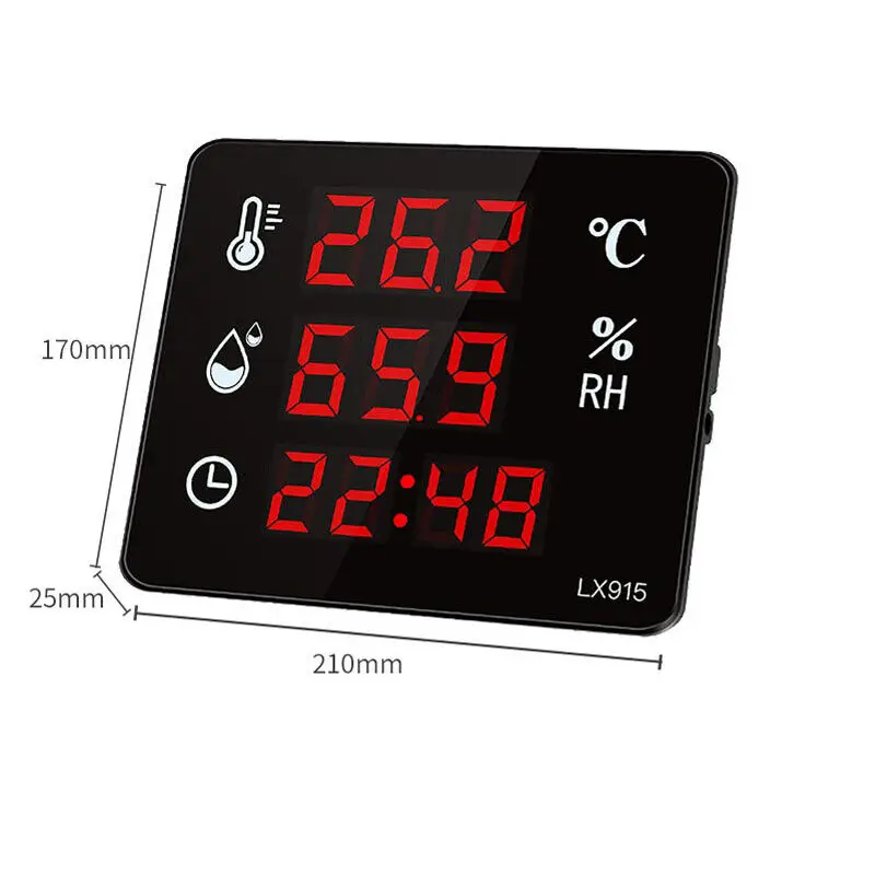 Digital Hygrometer Thermometer with Alarm Wall Clock Temperature Meter -40~80℃