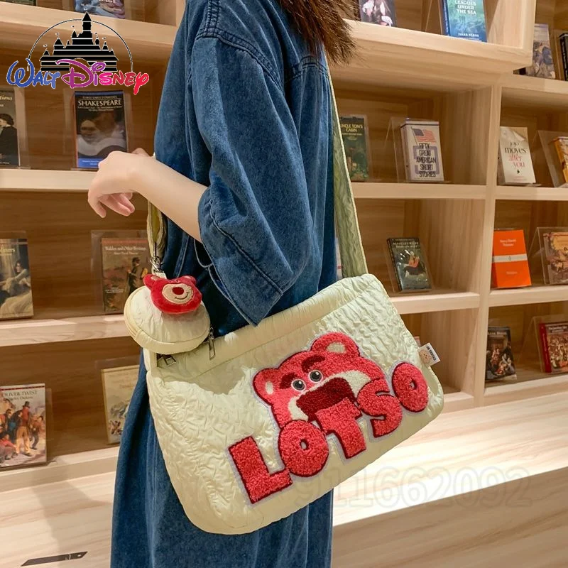 Disney Strawberry Bear New Women's Shoulder Body Bag Cartoon Cartoon Fashion 2 Pieces of Women's Bags Large Capacity Tot Bag