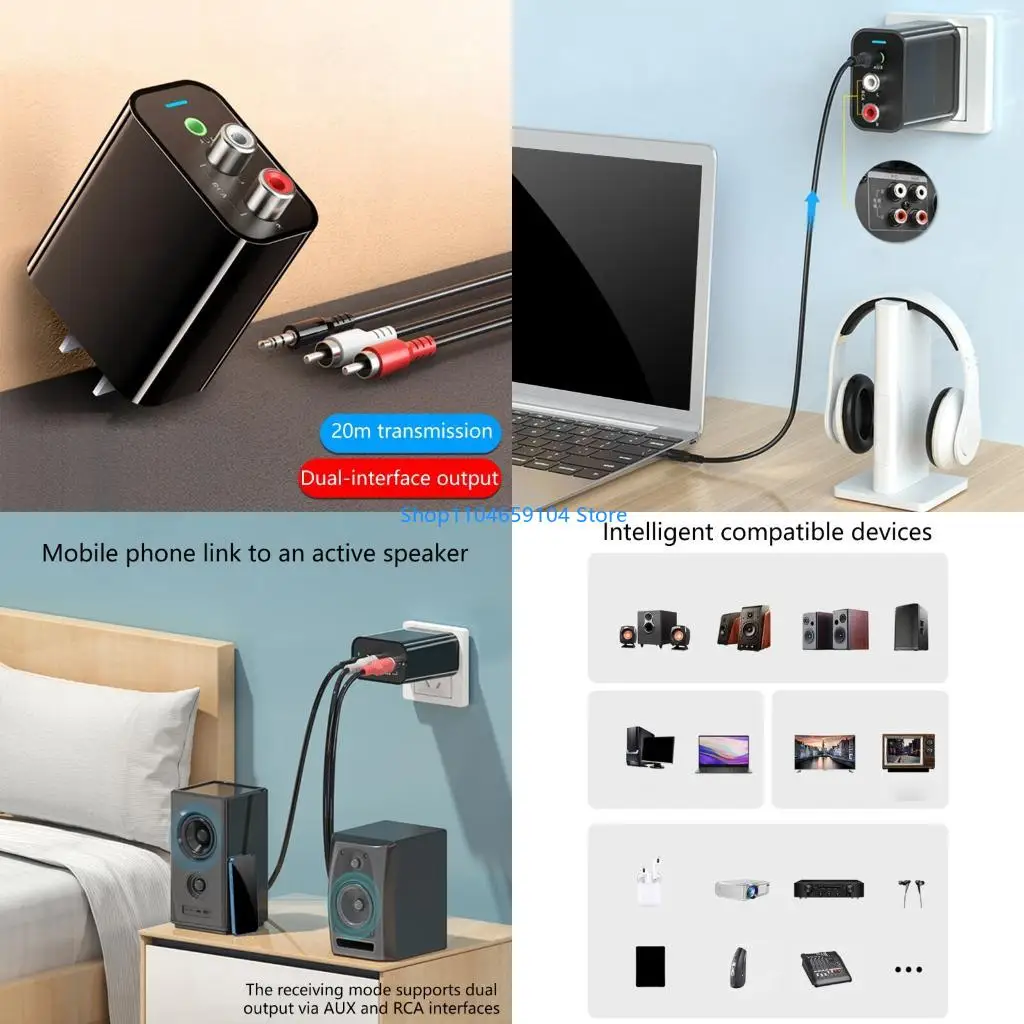 

Wireless Bluetooth-compatible Sound Receiver Wireless Stereo Music 3.5mm Adapter Receiver For Car Speaker PC Desktop