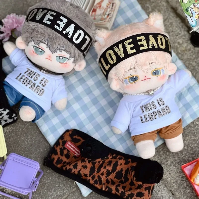 In Stock Handmade 15/20CM 5pc/set Cool Boy Doll Suit T-shirt Leopard Coat Headband Pants Collar Dolls Accessories Outfit