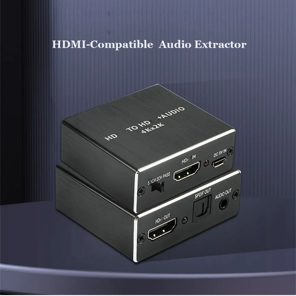 4K HDMI-compatible Audio Extractor Stereo Extractor Converter Optical TOSLINK SPDIF + 3.5mm Audio Splitter Adapter