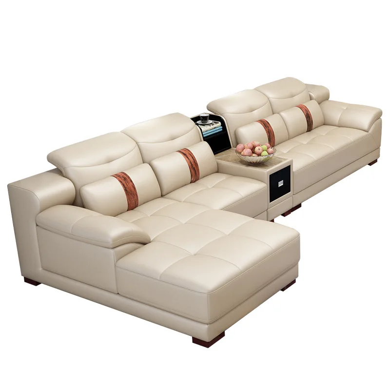 

Leather sofa modern simple living room combination first layer cowhide size apartment corner