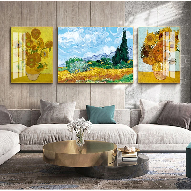 Van Gogh Oil Painting Posters Works Sunflower Apricot Abstract Canvas Art Print Painting Picture Wall Decoration Murals